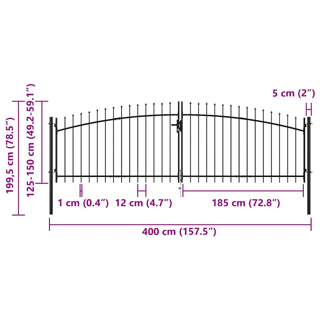 Dubbele deur hekpoort Woerden met speerpunt 400x199,5 cm is nu te koop bij PeponiXL, paradijselijk wonen!