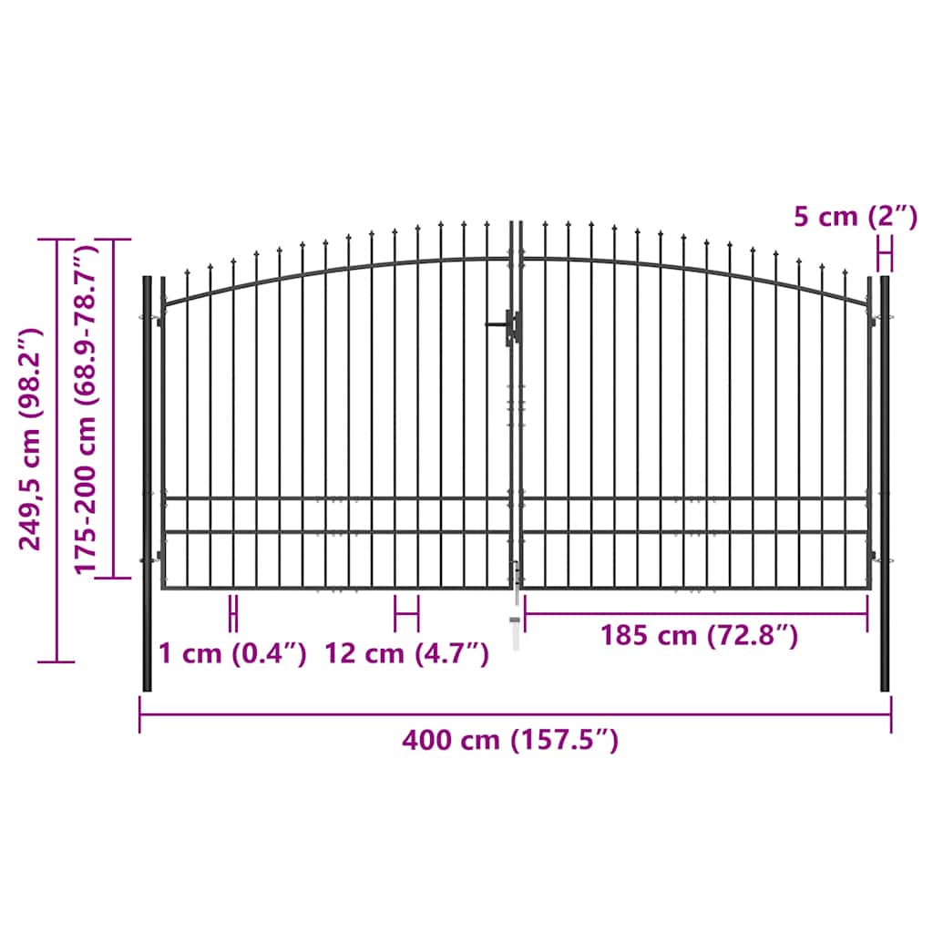 Dubbele deur hekpoort Woerden met speerpunt 400x249,5 cm is nu te koop bij PeponiXL, paradijselijk wonen!