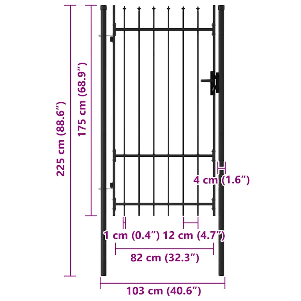 Hekpoort BOXTEL enkele deur met puntige bovenkant staal 1x1,75 m zwart is nu te koop bij PeponiXL, paradijselijk wonen!