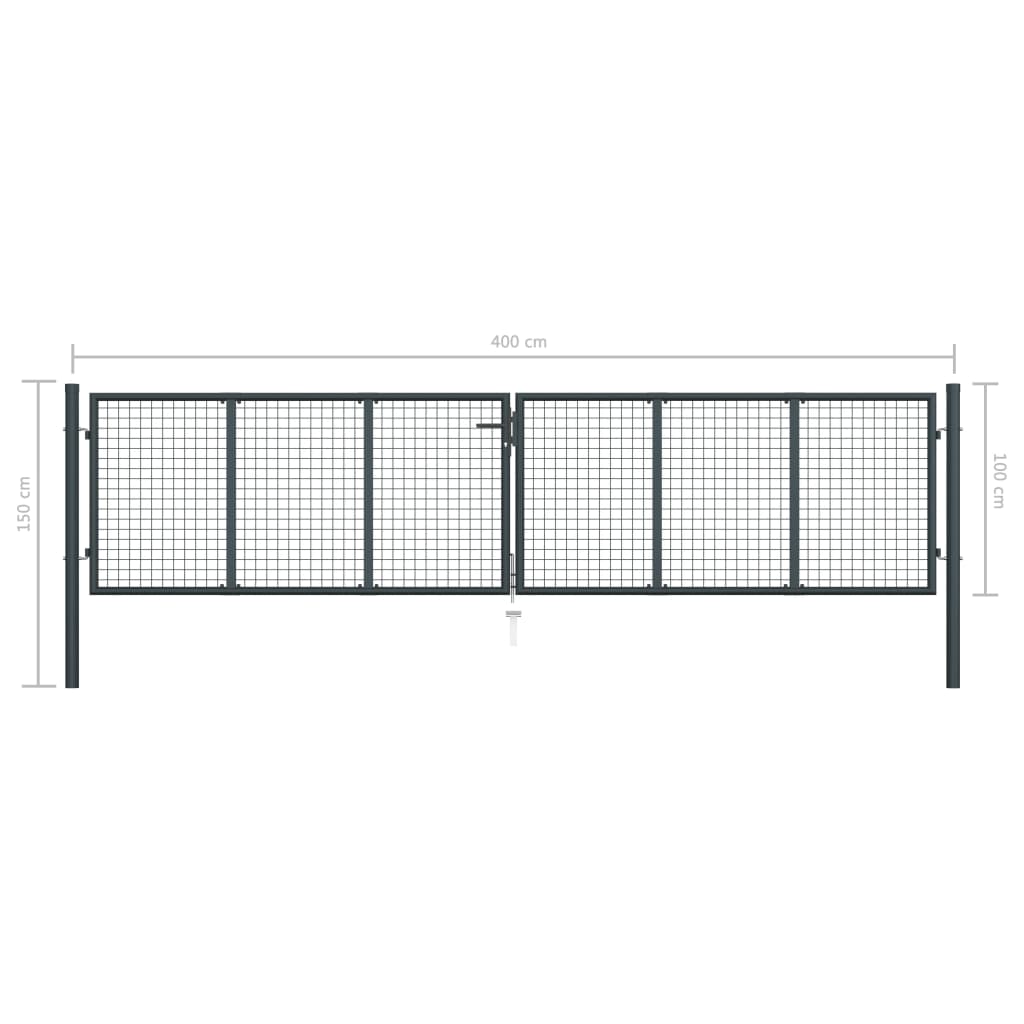 Tuinhek van gaas gegalvaniseerd staal 400x100 cm grijs is nu te koop bij PeponiXL, paradijselijk wonen!