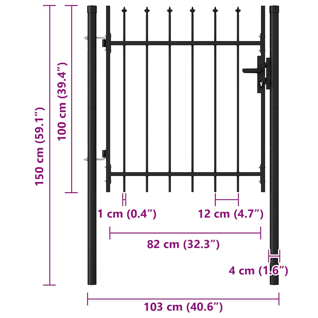Hekpoort BOXTEL enkele deur met puntige bovenkant staal 1x1 m zwart is nu te koop bij PeponiXL, paradijselijk wonen!