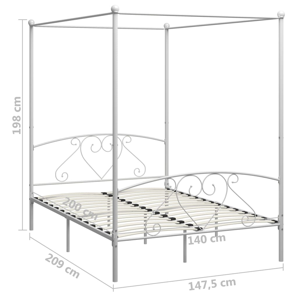 Hemelbedframe metaal wit 140x200 cm is nu te koop bij PeponiXL, paradijselijk wonen!