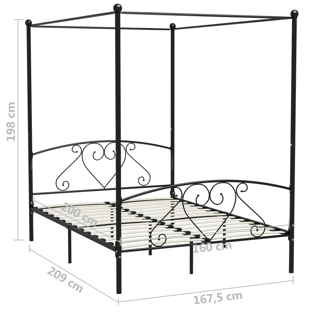 Hemelbedframe metaal zwart 160x200 cm is nu te koop bij PeponiXL, paradijselijk wonen!
