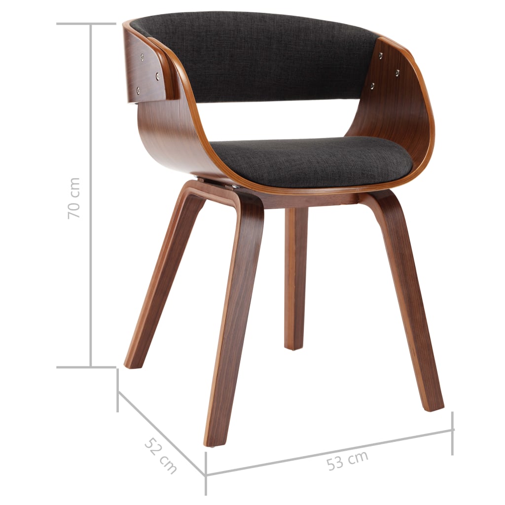 Eetkamerstoelen 2 st gebogen hout en stof grijs is nu te koop bij PeponiXL, paradijselijk wonen!