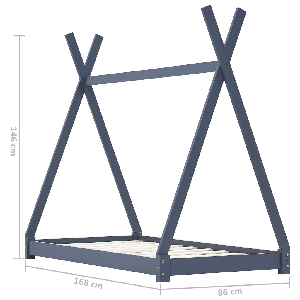 Kinderbedframe massief grenenhout grijs 80x160 cm is nu te koop bij PeponiXL, paradijselijk wonen!