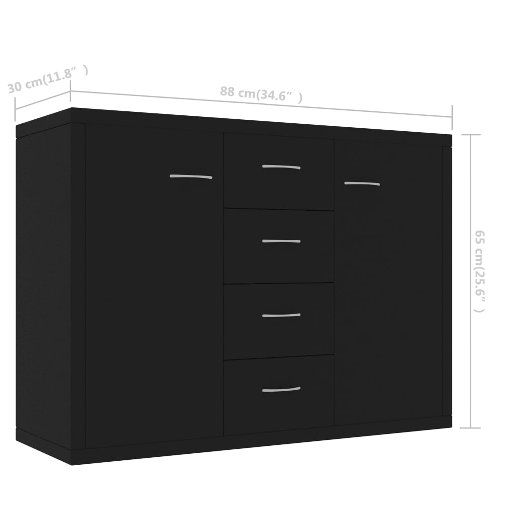 Dressoir 88x30x65 cm bewerkt hout zwart is nu te koop bij PeponiXL, paradijselijk wonen!