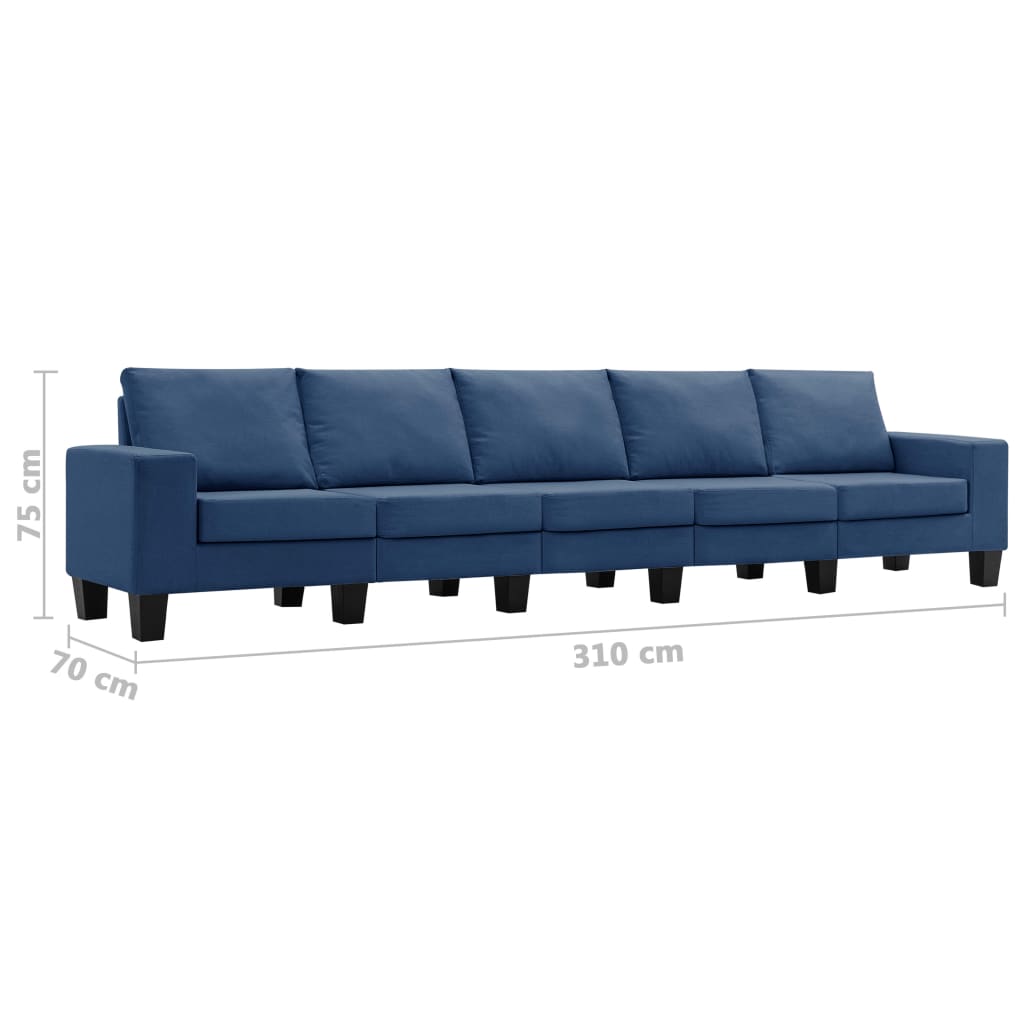 Vijfzitsbank stof blauw is nu te koop bij PeponiXL, paradijselijk wonen!