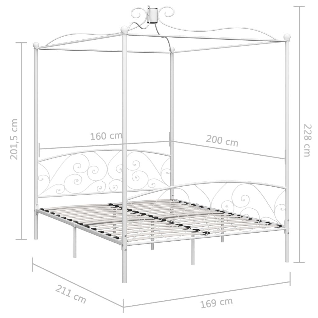 Hemelbedframe metaal wit 160x200 cm is nu te koop bij PeponiXL, paradijselijk wonen!