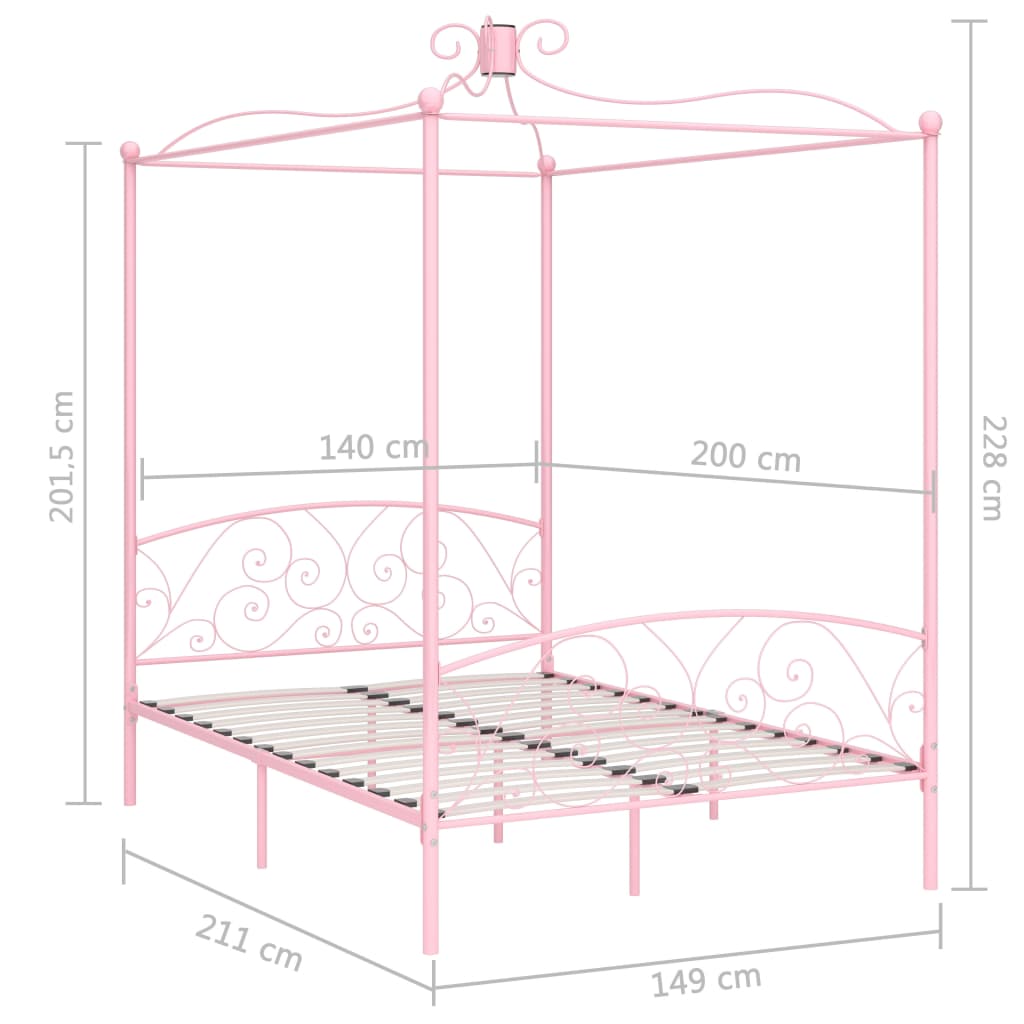 Hemelbedframe metaal roze 140x200 cm is nu te koop bij PeponiXL, paradijselijk wonen!