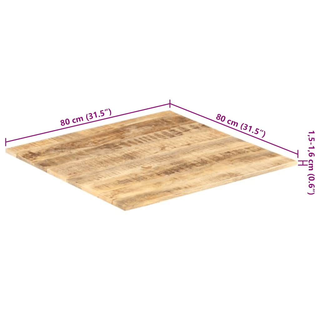 Tafelblad 15-16 mm 80x80 cm massief mangohout is nu te koop bij PeponiXL, paradijselijk wonen!
