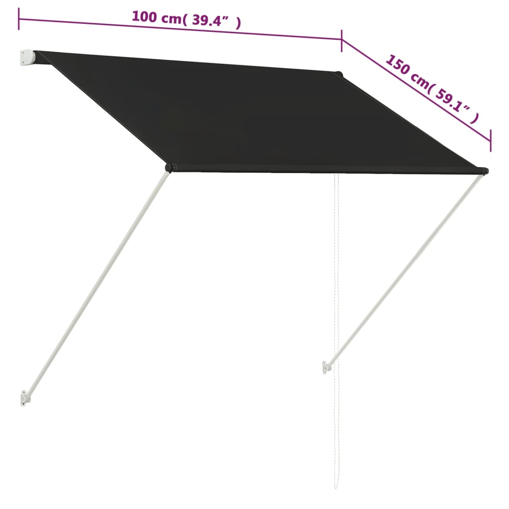 Luifel uittrekbaar 100x150 cm antraciet is nu te koop bij PeponiXL, paradijselijk wonen!
