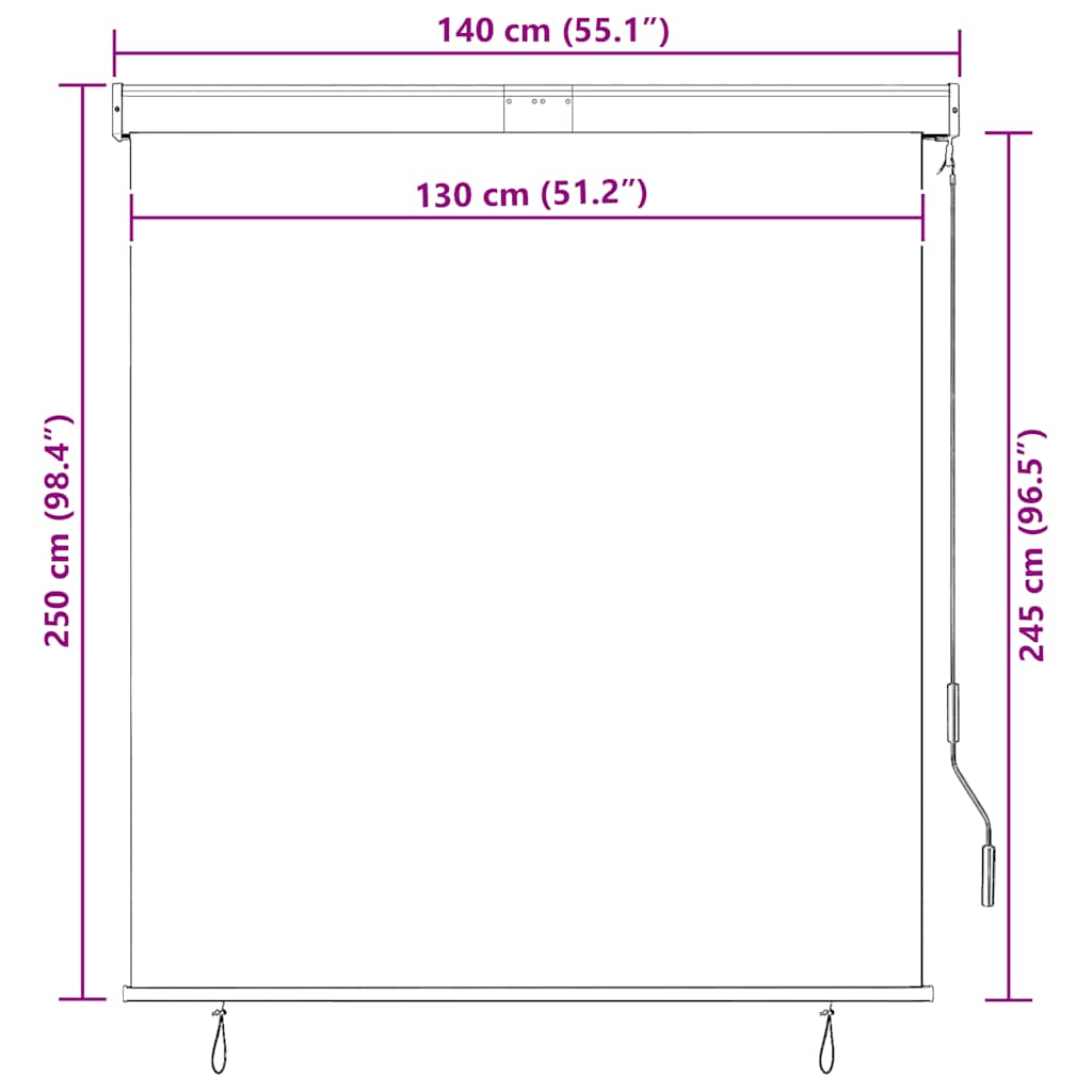 Rolgordijn voor buiten 140x250 cm crème is nu te koop bij PeponiXL, paradijselijk wonen!