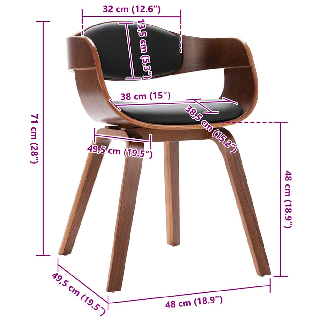 Eetkamerstoelen 2 st gebogen hout en kunstleer is nu te koop bij PeponiXL, paradijselijk wonen!