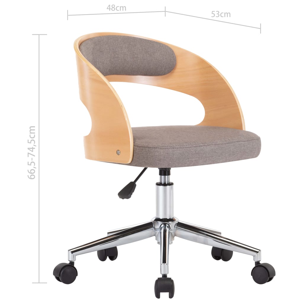Eetkamerstoel draaibaar gebogen hout en stof taupe is nu te koop bij PeponiXL, paradijselijk wonen!