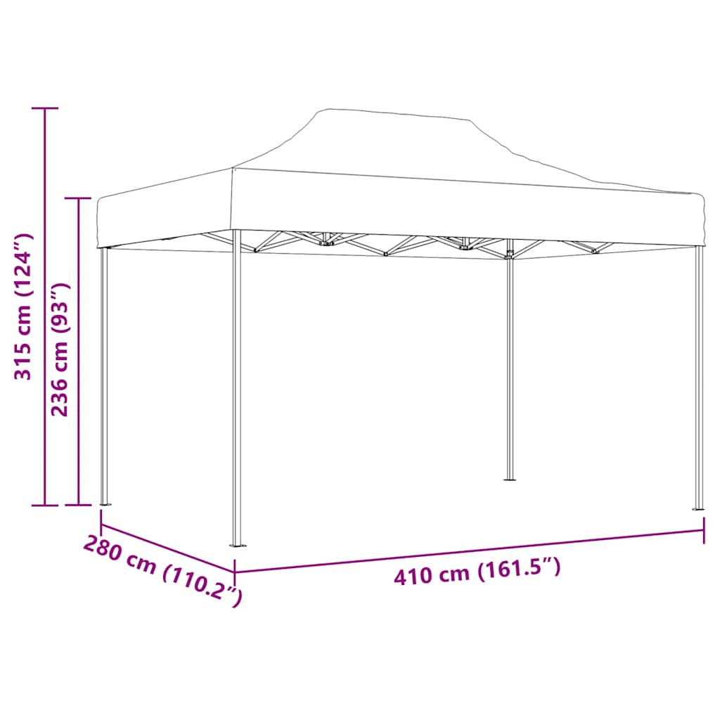 Partytent inklapbaar 280x410x315 cm staal wit is nu te koop bij PeponiXL, paradijselijk wonen!