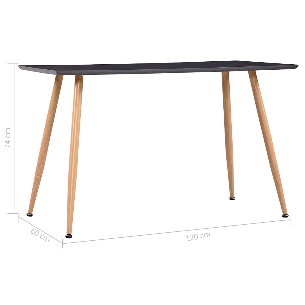 Eettafel 120x60x74 cm MDF grijs en eikenkleurig is nu te koop bij PeponiXL, paradijselijk wonen!