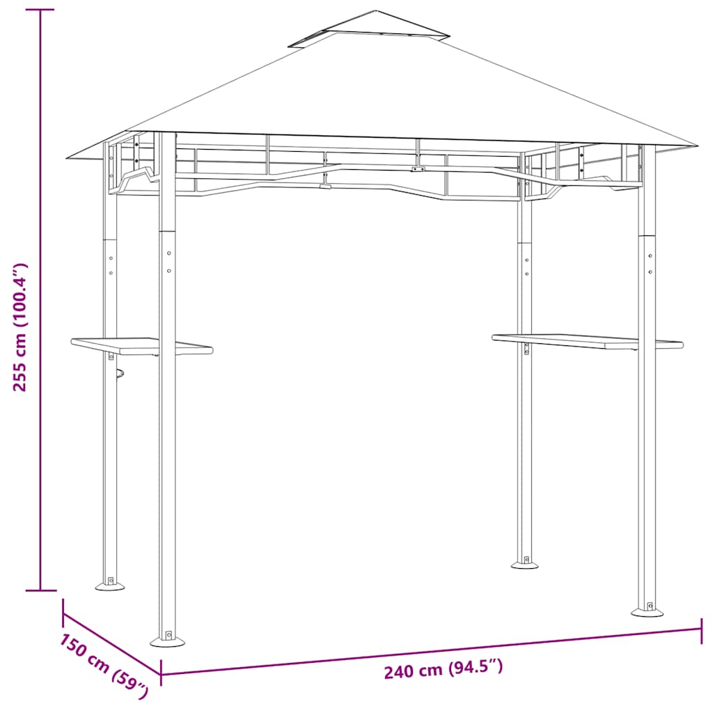 Barbecue paviljoen 240x150x255 cm staal antraciet is nu te koop bij PeponiXL, paradijselijk wonen!