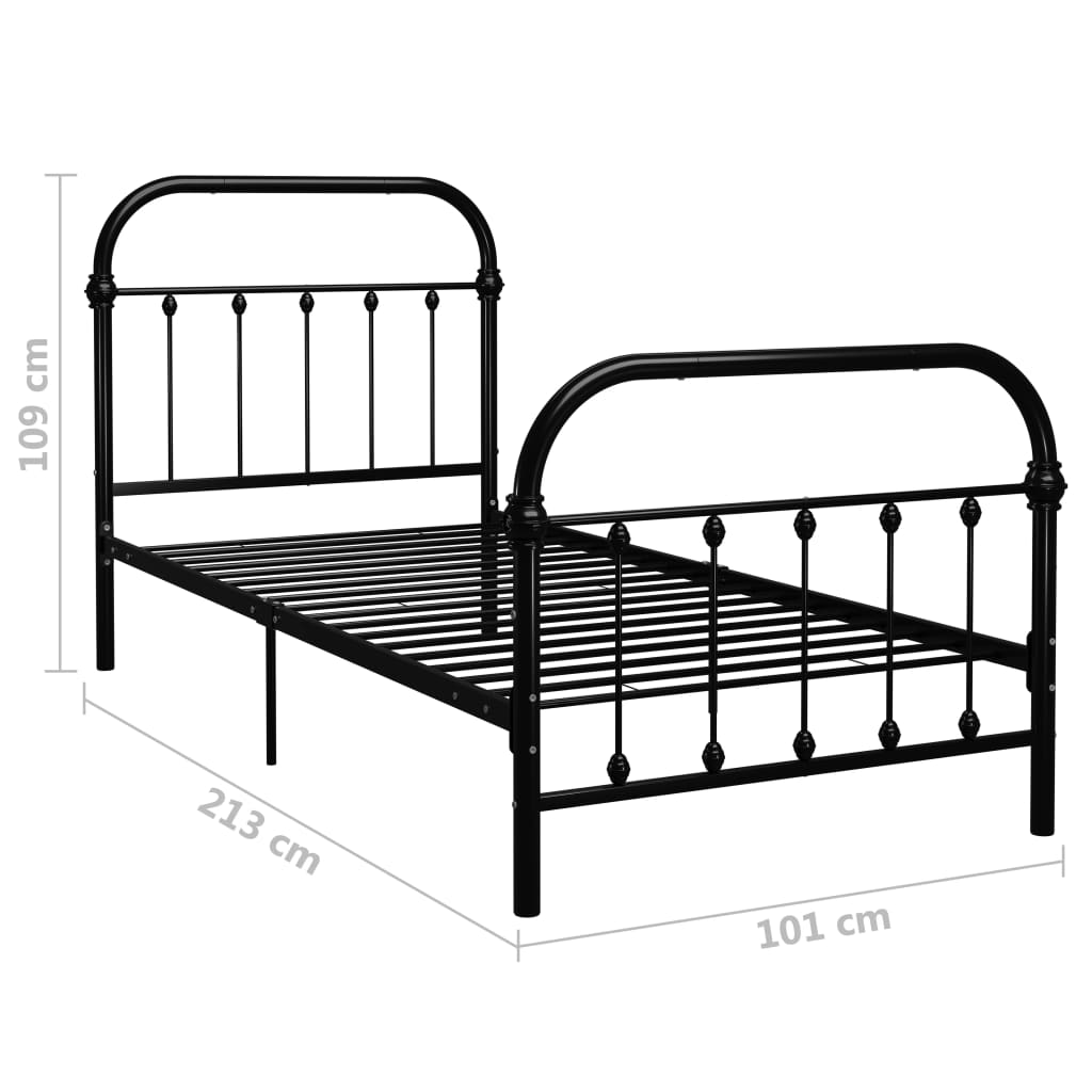 Bedframe metaal zwart 90x200 cm is nu te koop bij PeponiXL, paradijselijk wonen!