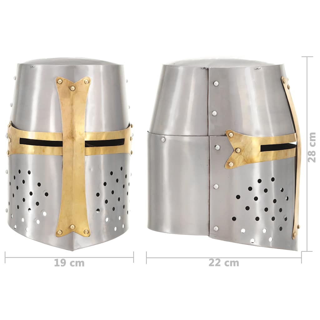 Kruisvaardershelm middeleeuws replica LARP staal zilverkleurig is nu te koop bij PeponiXL, paradijselijk wonen!