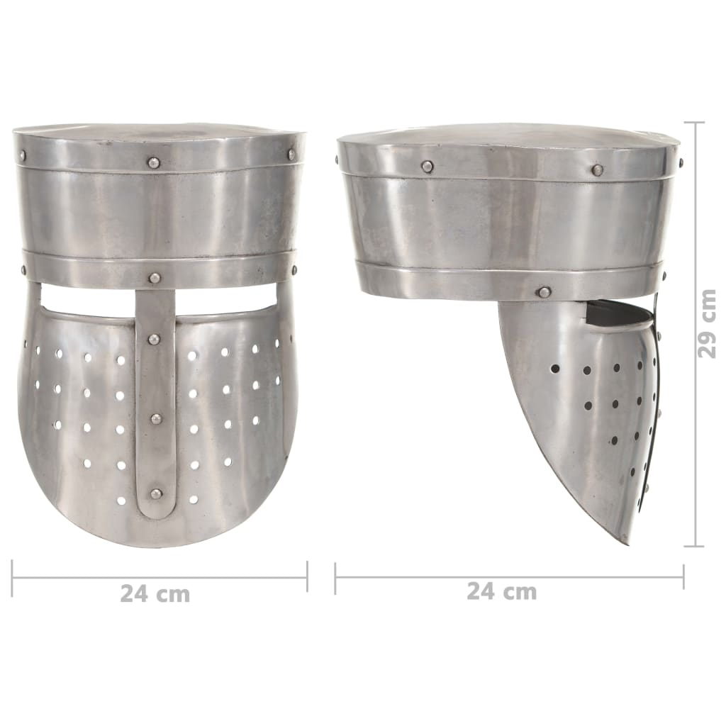 Ridderhelm middeleeuws replica LARP staal zilverkleurig is nu te koop bij PeponiXL, paradijselijk wonen!