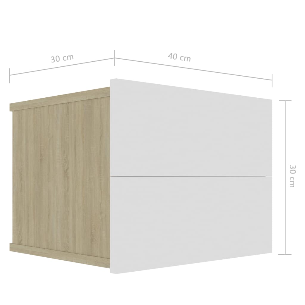Nachtkastjes 2 st 40x30x30 cm wit sonoma eikenkleur is nu te koop bij PeponiXL, paradijselijk wonen!