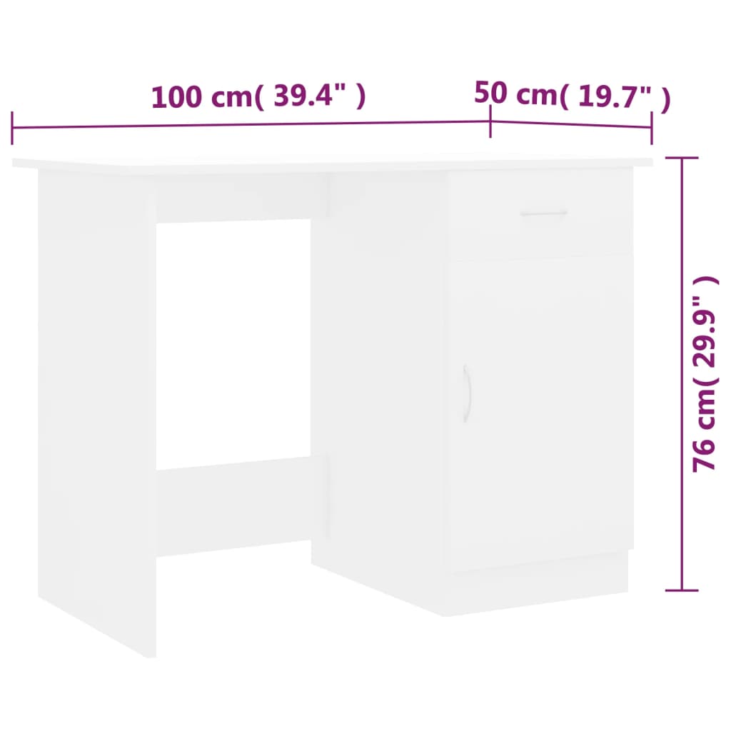 Bureau 100x50x76 cm bewerkt hout wit is nu te koop bij PeponiXL, paradijselijk wonen!