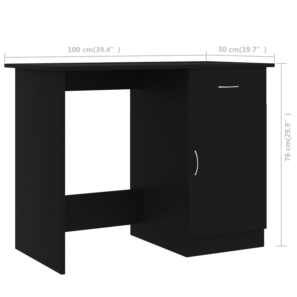 Bureau 100x50x76 cm bewerkt hout zwart is nu te koop bij PeponiXL, paradijselijk wonen!