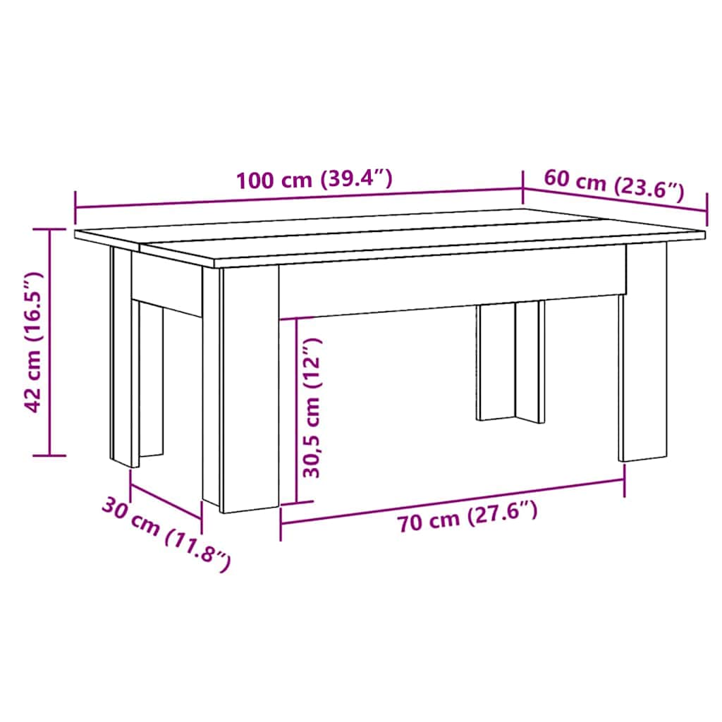 Salontafel 100x60x42 cm bewerkt hout zwart is nu te koop bij PeponiXL, paradijselijk wonen!