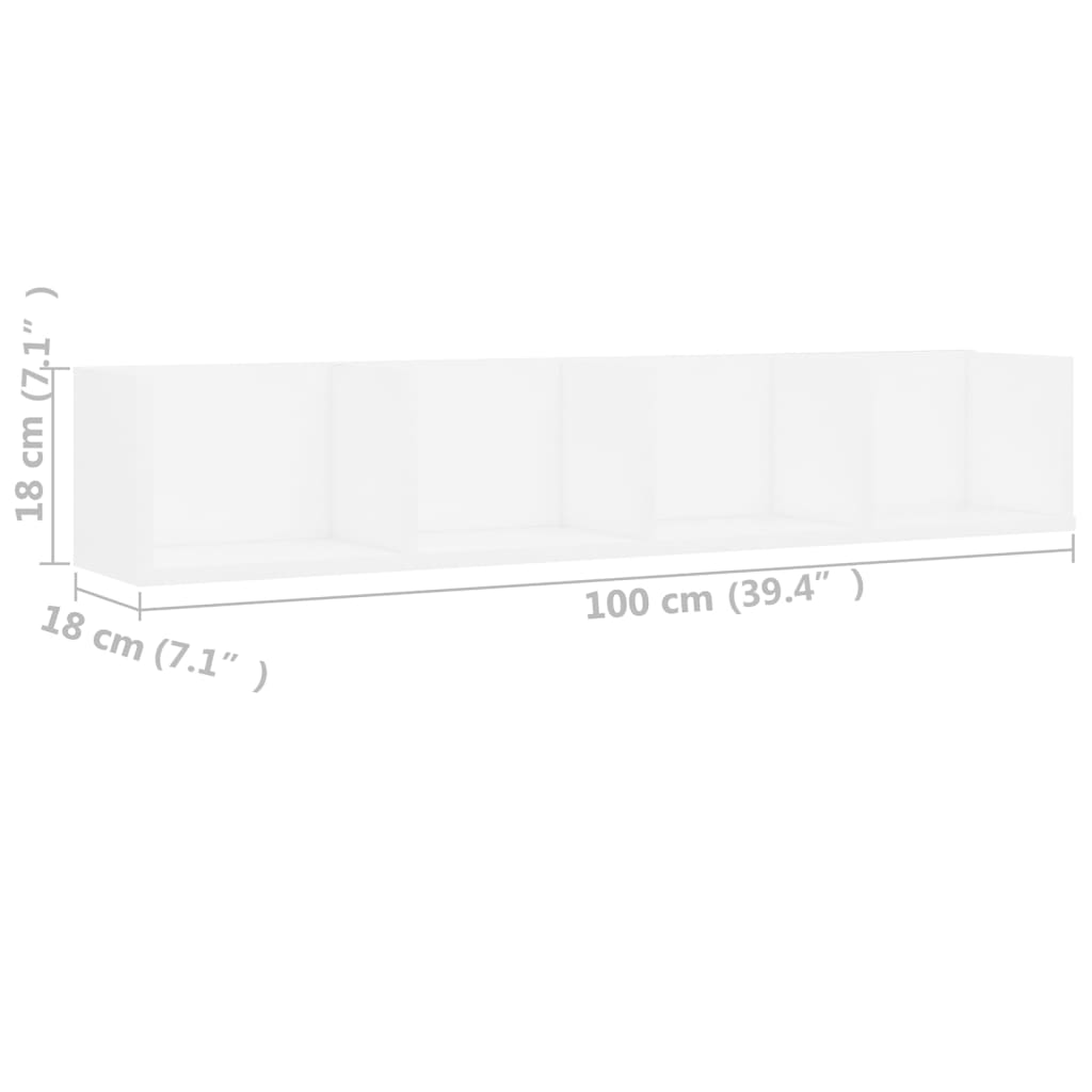 Cd-wandschap 100x18x18 cm bewerkt hout wit is nu te koop bij PeponiXL, paradijselijk wonen!