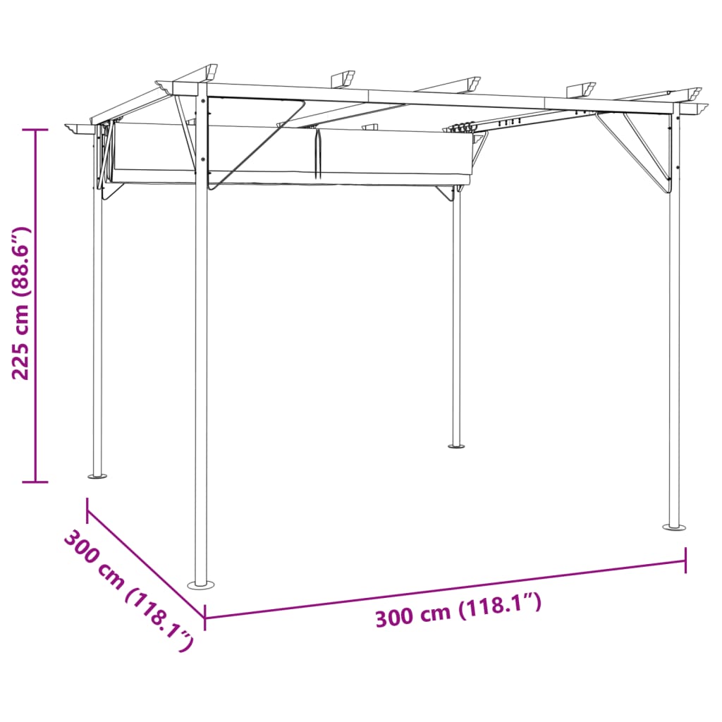 Pergola met uitschuifbaar dak 3x3 m staal crémewit is nu te koop bij PeponiXL, paradijselijk wonen!
