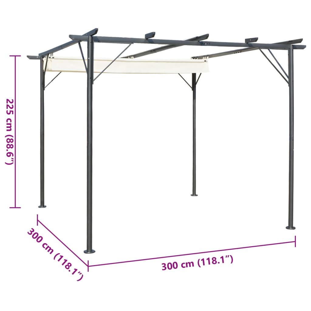 Pergola met uitschuifbaar dak 3x3 m staal crémewit is nu te koop bij PeponiXL, paradijselijk wonen!
