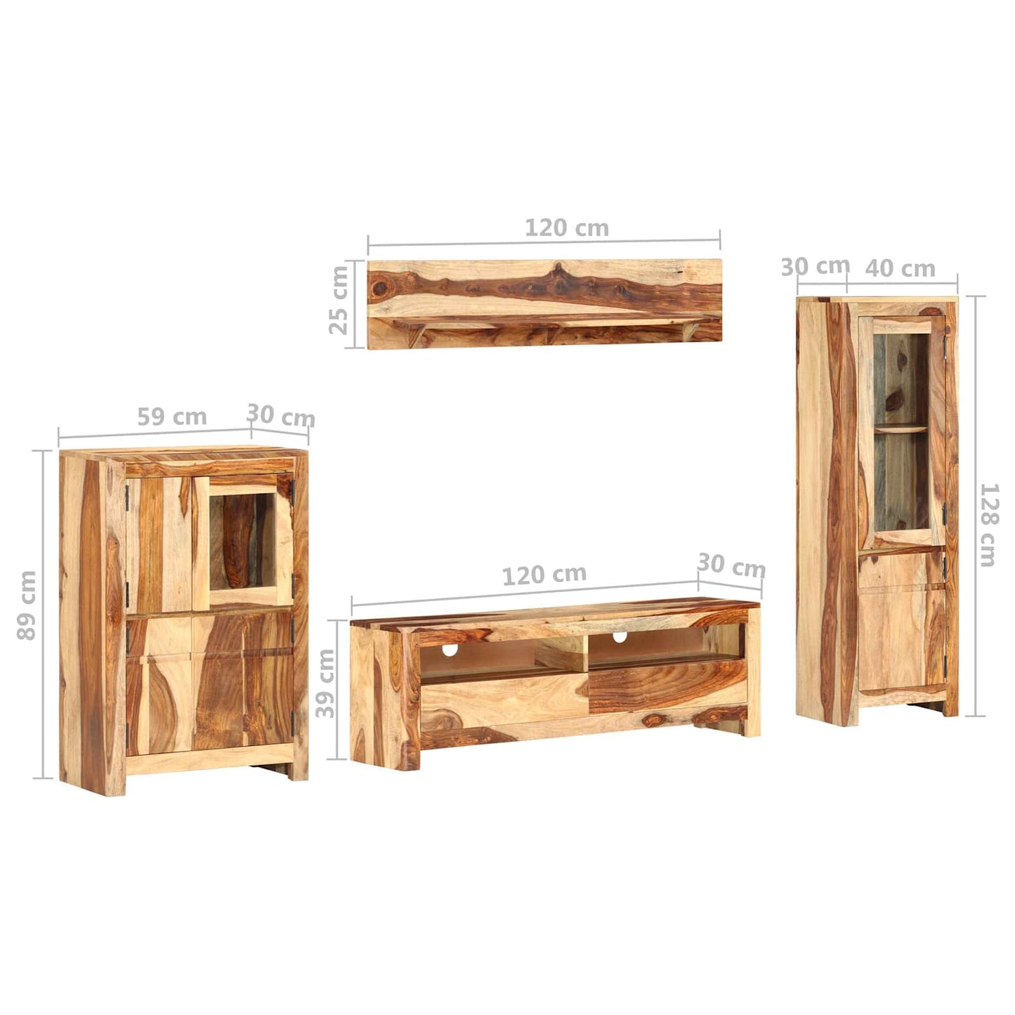 TV Meubelset met lade Bruin 120 x 30 x 39 cm Hout is nu te koop bij PeponiXL, paradijselijk wonen!