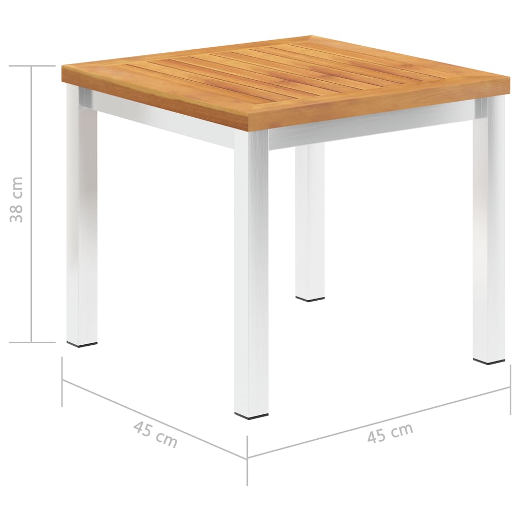 Tuinbijzettafel 45x45x38 cm massief acaciahout roestvrij staal is nu te koop bij PeponiXL, paradijselijk wonen!