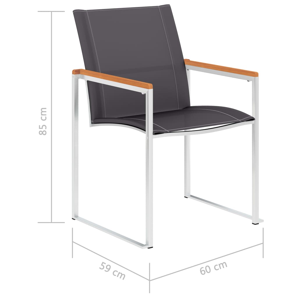Tuinstoelen 4 st textileen en roestvrij staal grijs is nu te koop bij PeponiXL, paradijselijk wonen!