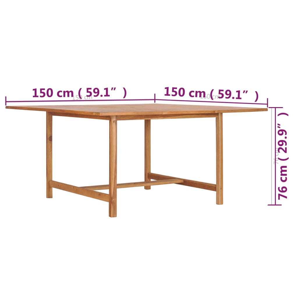 Tuintafel 150x150x76 cm massief teakhout is nu te koop bij PeponiXL, paradijselijk wonen!