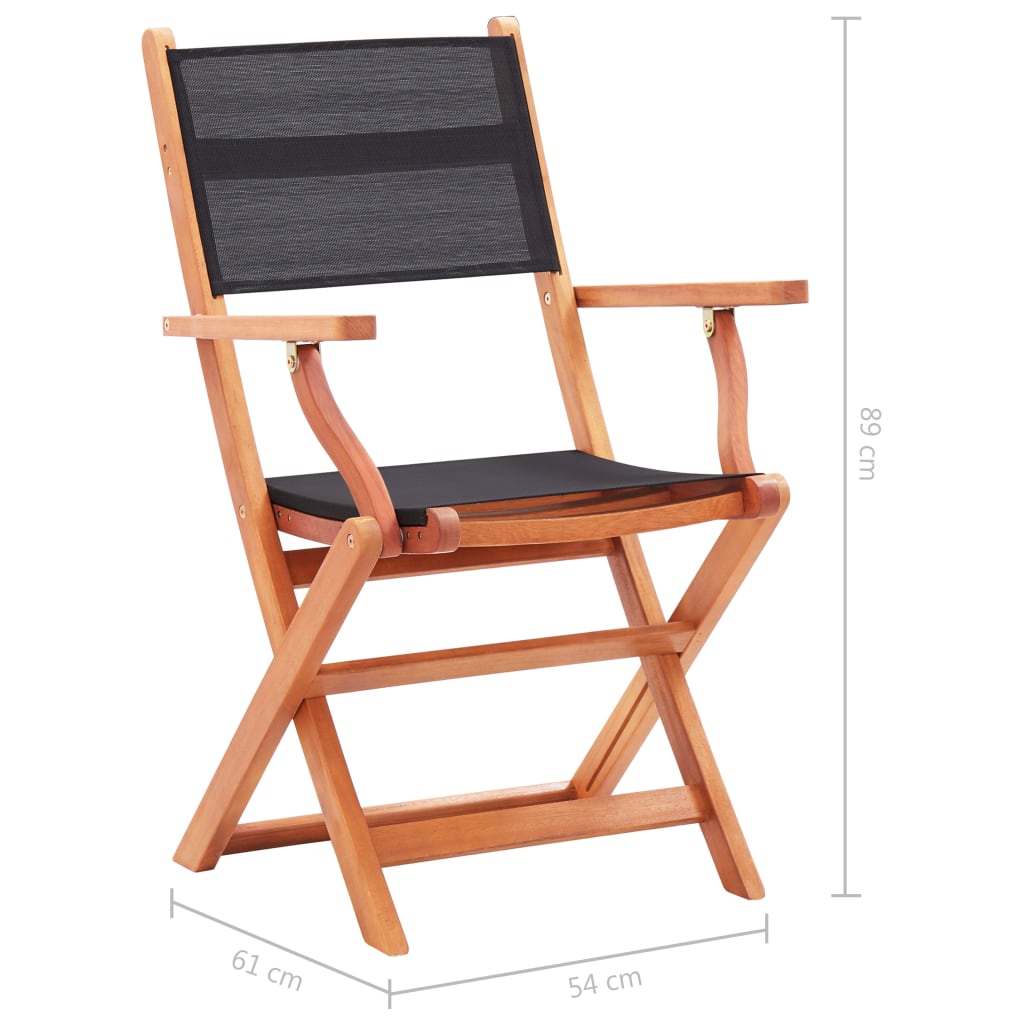 Tuinstoelen inklapbaar 4 st eucalyptushout en textileen zwart is nu te koop bij PeponiXL, paradijselijk wonen!