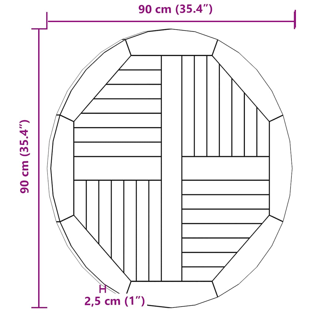 Tafelblad rond 2,5 cm 90 cm massief teakhout is nu te koop bij PeponiXL, paradijselijk wonen!