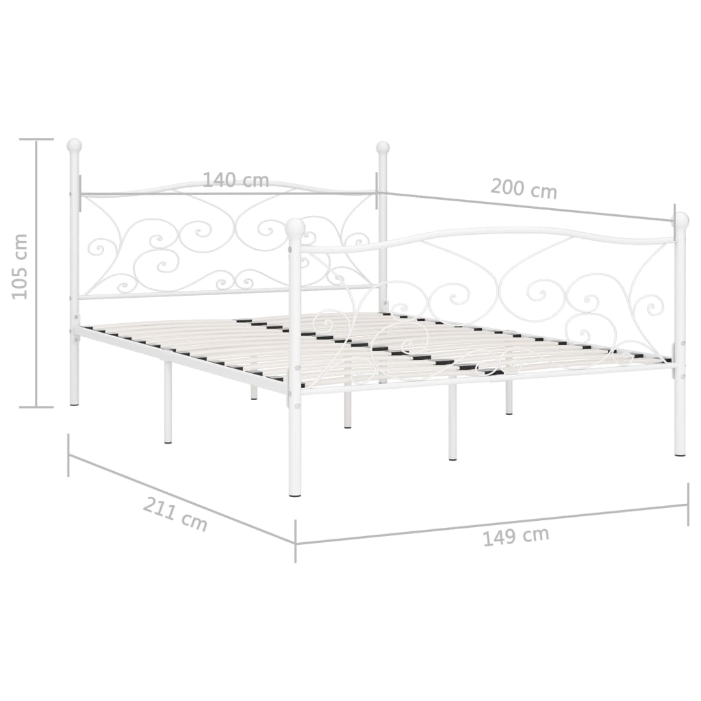 Bedframe met lattenbodem metaal wit 140x200 cm is nu te koop bij PeponiXL, paradijselijk wonen!