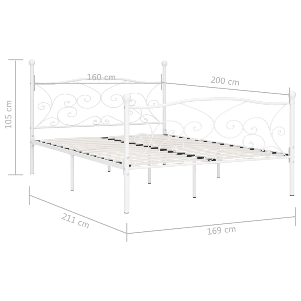 Bedframe met lattenbodem metaal wit 160x200 cm is nu te koop bij PeponiXL, paradijselijk wonen!
