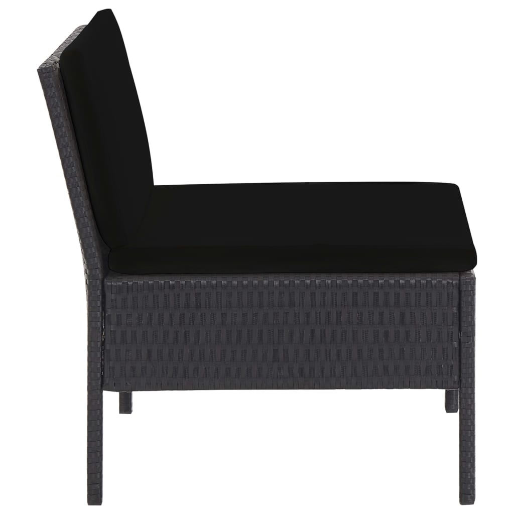 6-delige Loungeset met kussens poly rattan zwart is nu te koop bij PeponiXL, paradijselijk wonen!