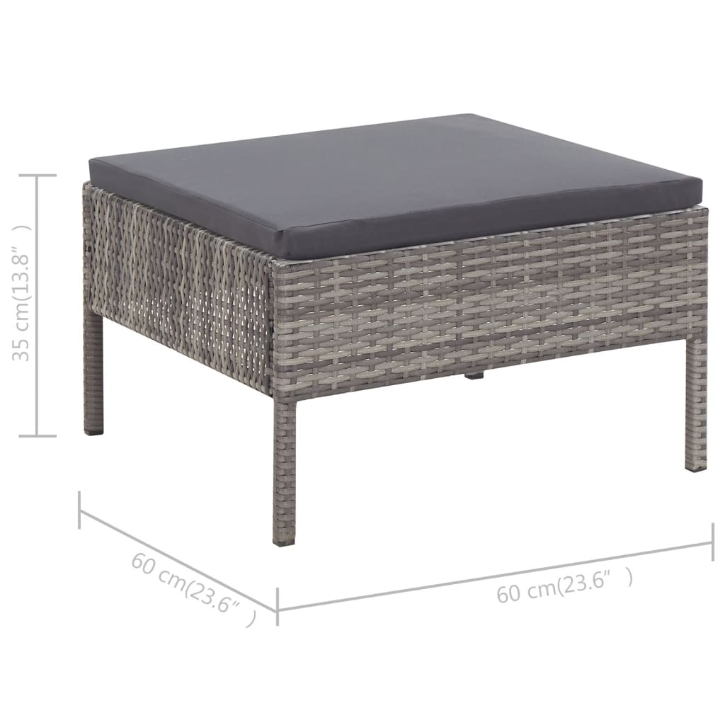 3-delige Loungeset met kussens poly rattan grijs is nu te koop bij PeponiXL, paradijselijk wonen!