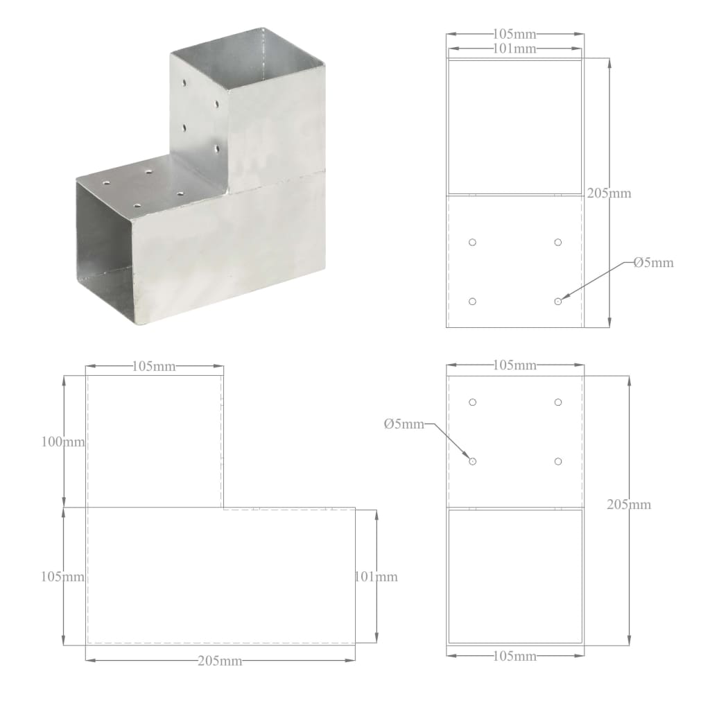 Paalverbinding L-vorm 101x101 mm gegalvaniseerd metaal is nu te koop bij PeponiXL, paradijselijk wonen!