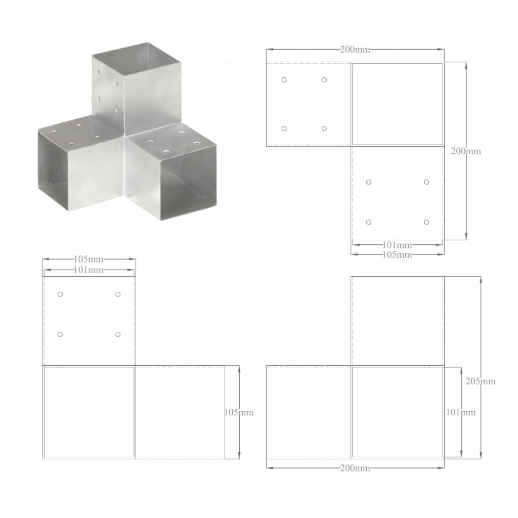 Paalverbinding Y-vorm 101x101 mm gegalvaniseerd metaal is nu te koop bij PeponiXL, paradijselijk wonen!