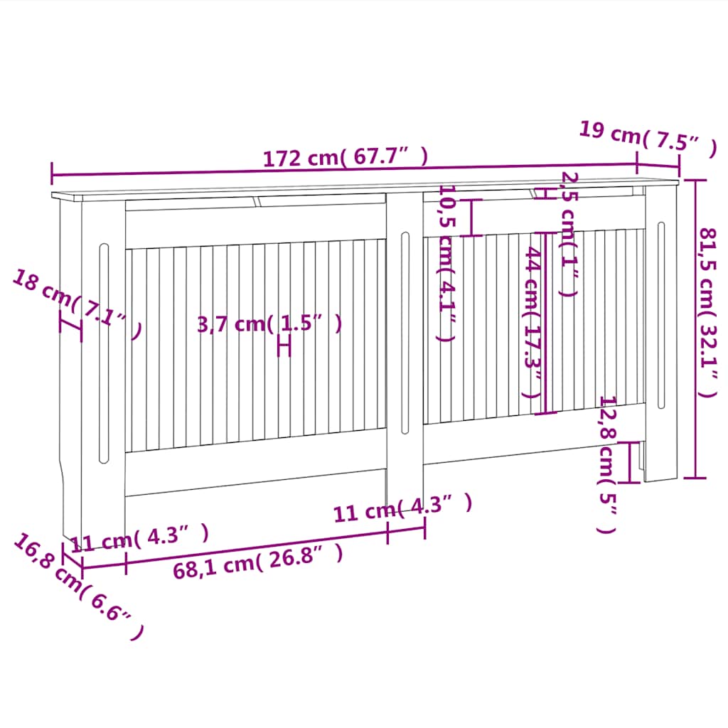 Radiatorombouw 172x19x81,5 cm MDF is nu te koop bij PeponiXL, paradijselijk wonen!