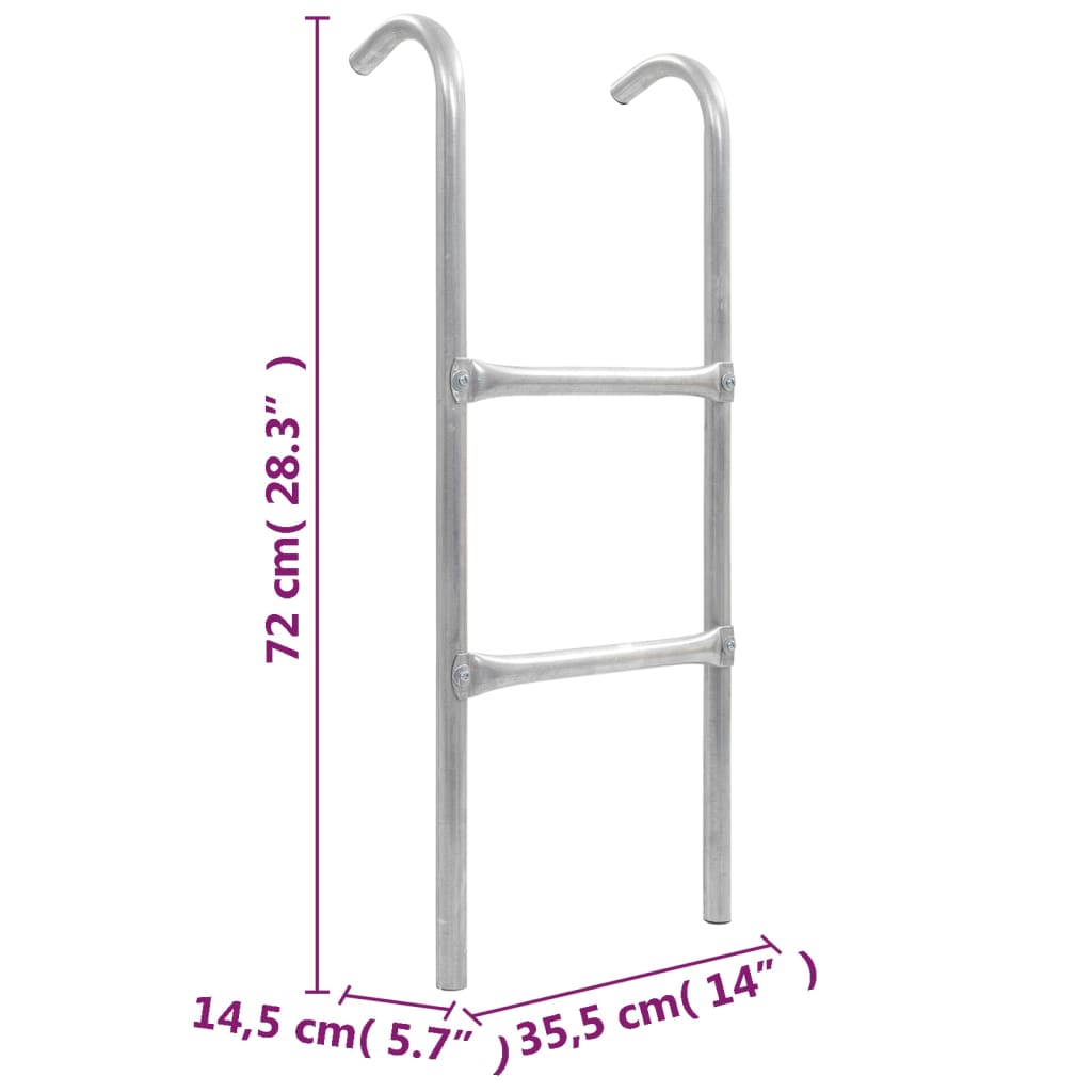 Trampolineladder met 2 sporten 72 cm staal zilverkleurig (geschikt voor 65 cm hoogte) is nu te koop bij PeponiXL, paradijselijk wonen!