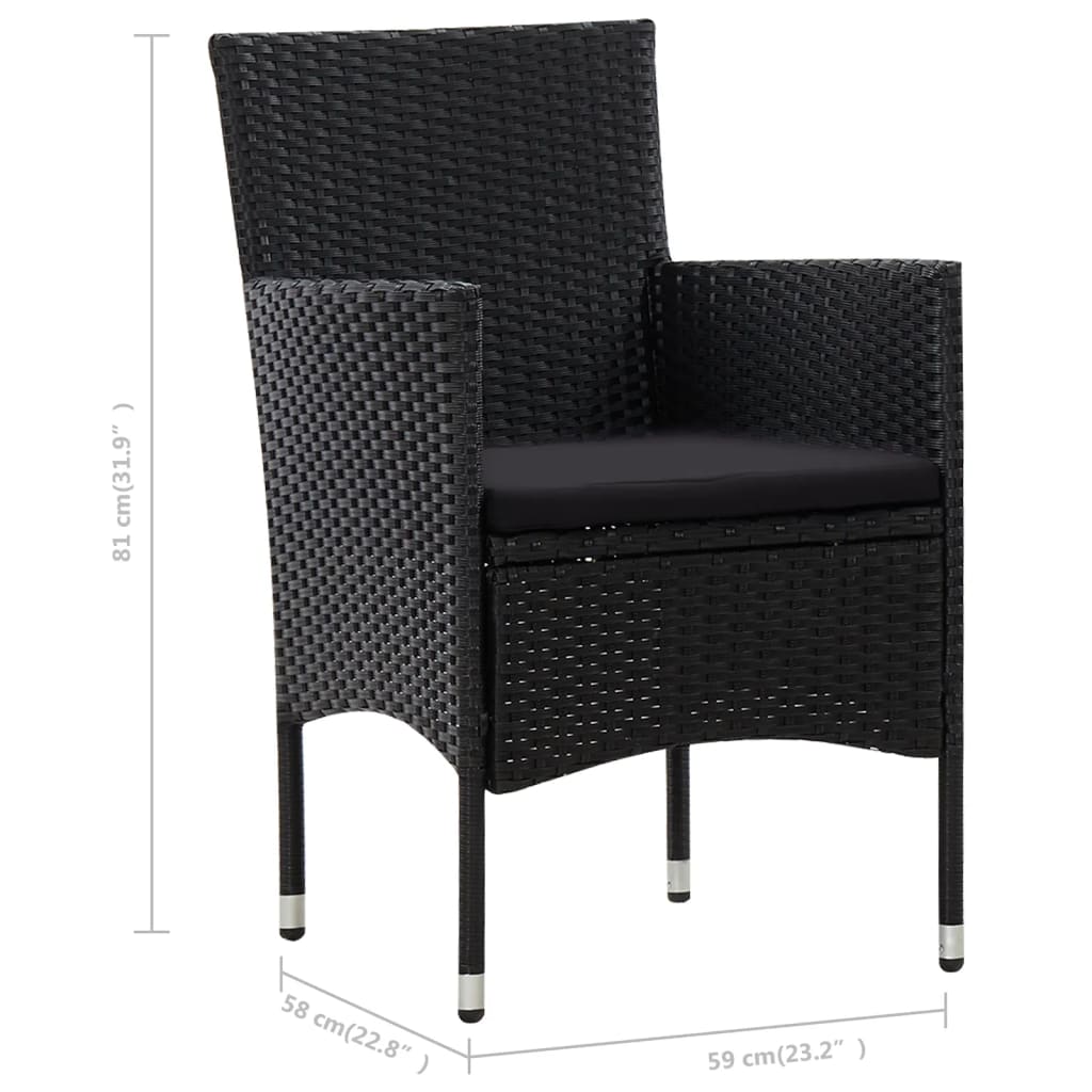 4-delige Loungeset met kussens poly rattan zwart is nu te koop bij PeponiXL, paradijselijk wonen!