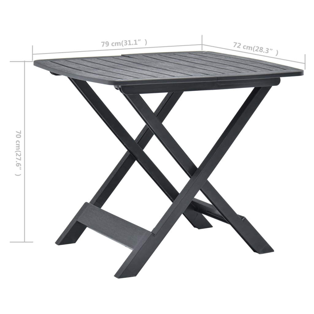 Tuintafel inklapbaar 79x72x70 cm kunststof antraciet is nu te koop bij PeponiXL, paradijselijk wonen!