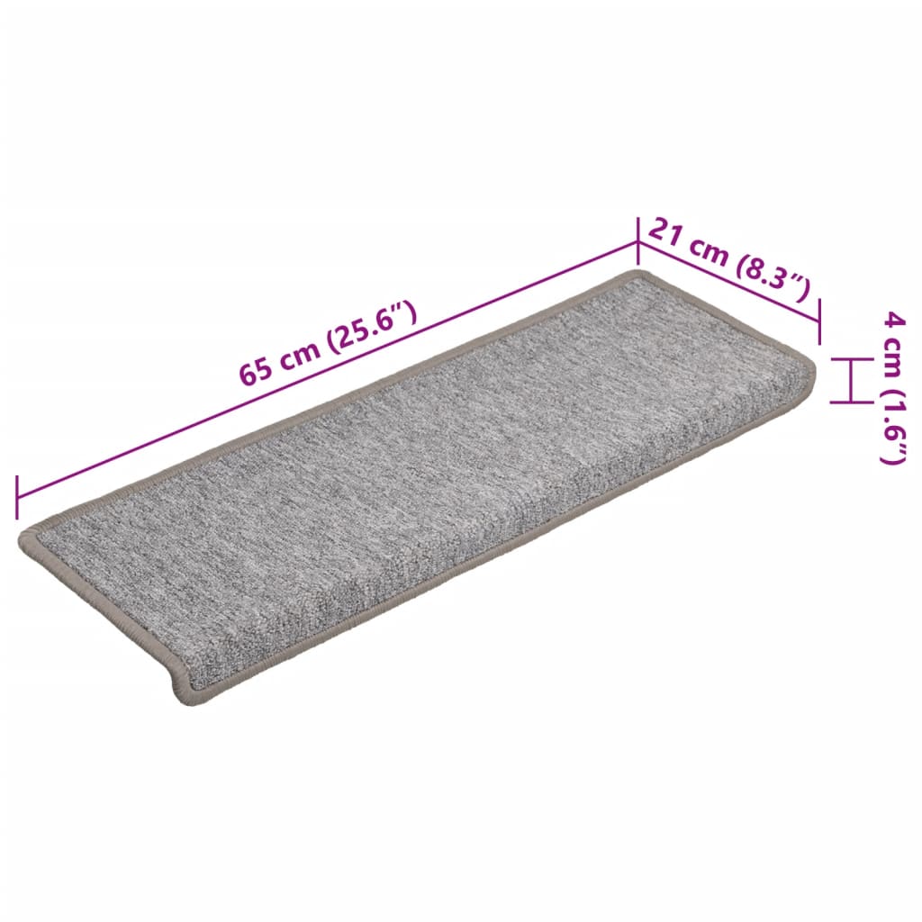 Trapmatten 15 st 65x21x4 cm lichtgrijs met rechthoekige rand is nu te koop bij PeponiXL, paradijselijk wonen!