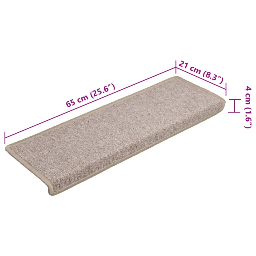 Trapmatten 15 st 65x21x4 cm Taupe Rechthoekige Rand is nu te koop bij PeponiXL, paradijselijk wonen!