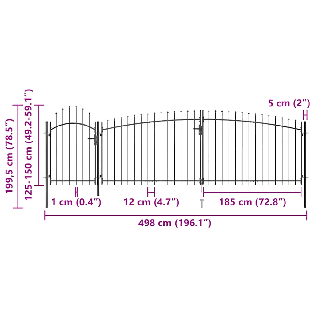 Tuinhekpoort Woerden met speerpunt 5x1,5 m zwart is nu te koop bij PeponiXL, paradijselijk wonen!